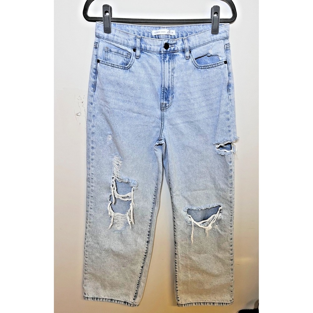 Altar'd State Jeans Women's 29 (6-8) Light Wash Distressed High Rise Wide Leg